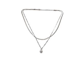 collar plata 925mm con piedra con perla 19 5cm