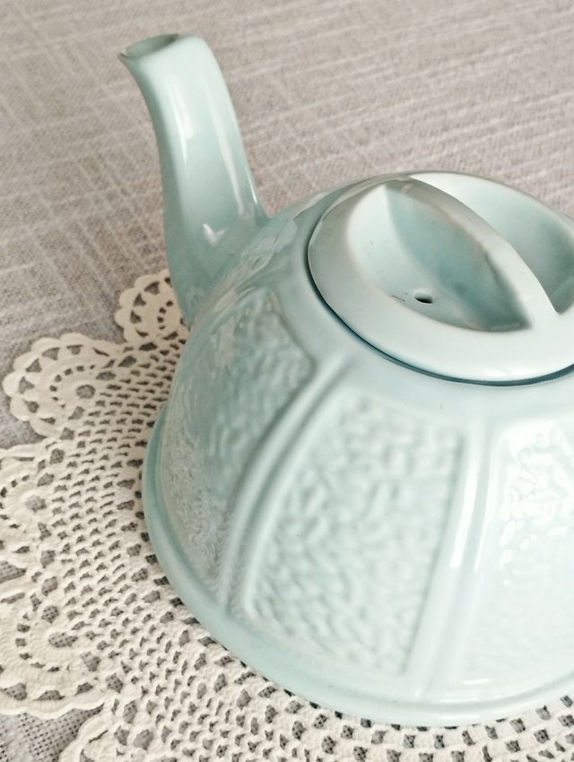 Teiera vintage anni '50 | Azzurro e argento