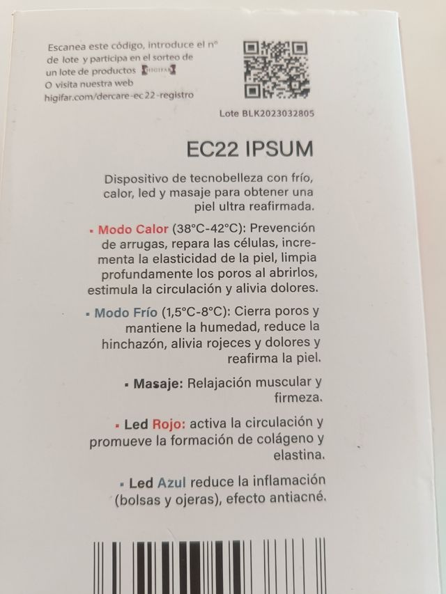 Dercare EC 22 - Radiofrecuencia Facial