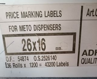 Rollos de etiquetas Precio Meto Fluo 26 x 16 mm.