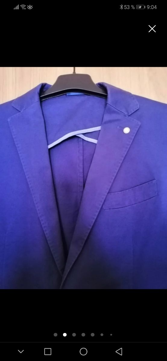 Americana Mango azul hombre