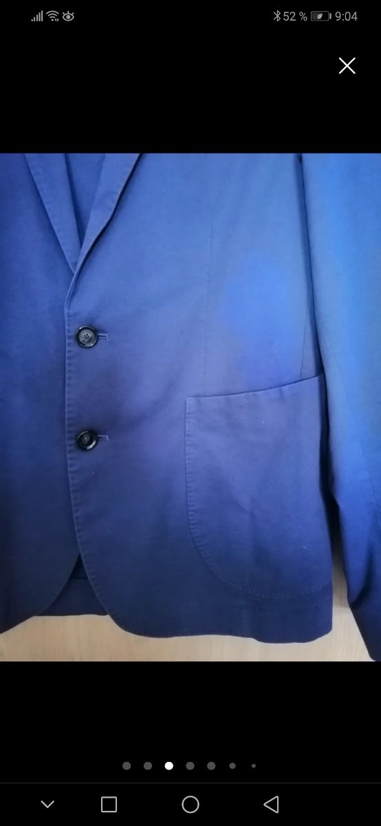 Americana Mango azul hombre