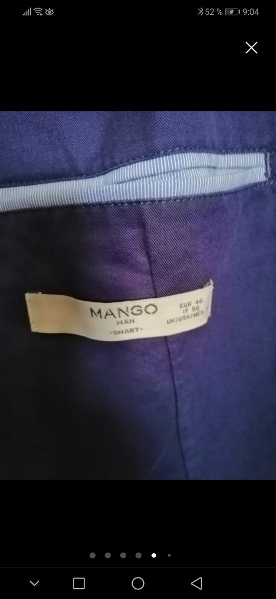 Americana Mango azul hombre