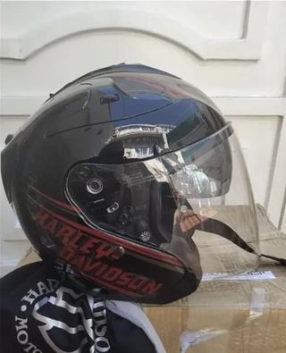 Casco Harley Davidson HD negro y rojo