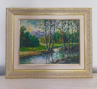 Cuadro paisaje pintado a mano al óleo