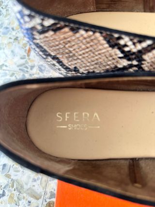 Manoletinas serpiente marrón beige - 40 poco uso