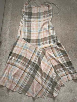 Vestido Zara cuadros beige