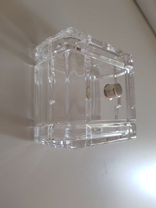 Caja cristal roca plata años 80,mide 7x7x4 cm