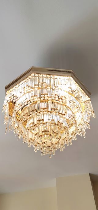 Lampara techo cristal dorada