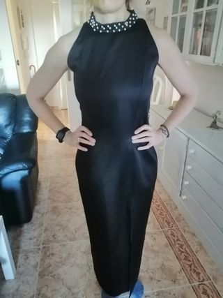 Vestido fiesta negro pedrería