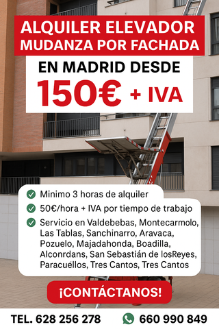 Alquiler elevador para MUDANZA Y REFORMAS Madrid