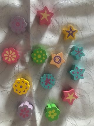 copri matite in legno colorate: fiori & stelle