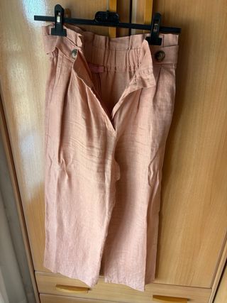 Conjunto lino rosa - chaleco y pantalón