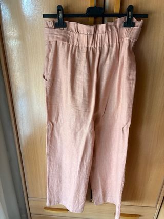 Conjunto lino rosa - chaleco y pantalón