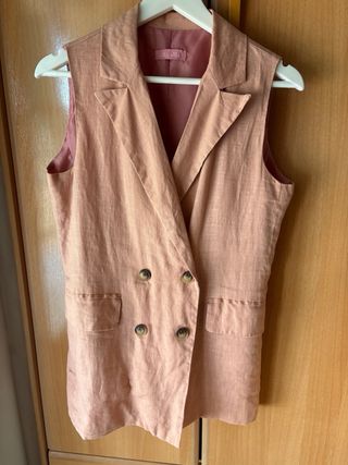 Conjunto lino rosa - chaleco y pantalón