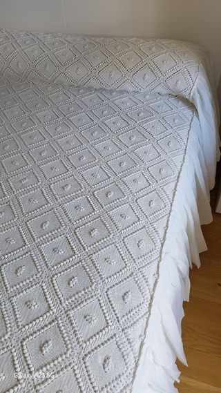 Colcha ganchillo algodón blanco