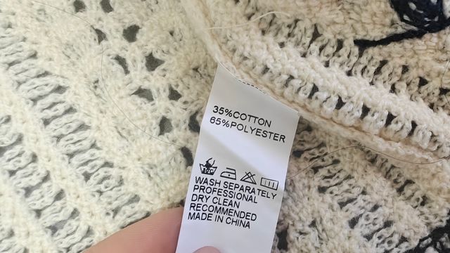 Chaleco crochet beige y azul