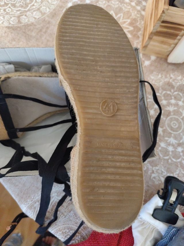 Espardeñas hombre beige-negro, talla 41cómo nuevas