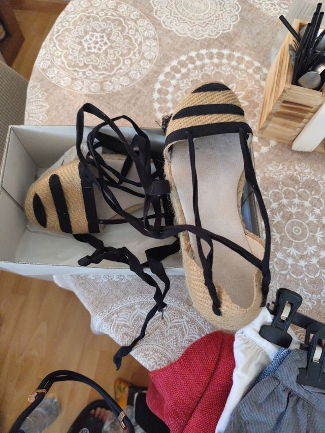 Espardeñas hombre beige-negro, talla 41cómo nuevas