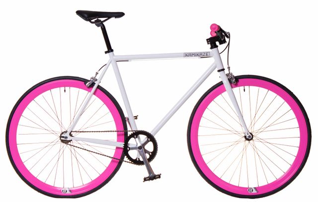 Bici FIXIE KAMIKAZE blanca/rosa