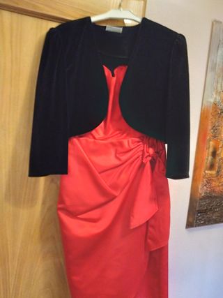 Vestido rojo fiesta con torera - Talla M