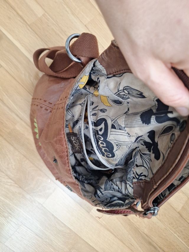 Bolso bandolera piel marrón