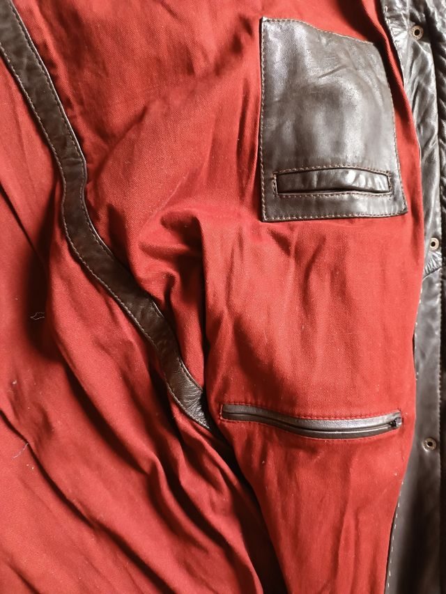 Chaqueta de cuero Cortefiel marrón