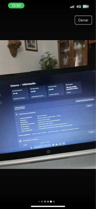 Portátil HP i5 Plata