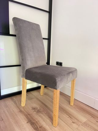 Silla gris terciopelo - madera