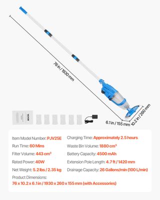 Aspirapolvere Piscine Portatile Ricaricabile 100 L
