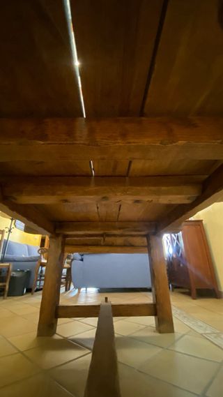 Mesa rústica de trillo - madera y cristal
