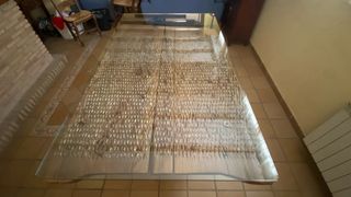 Mesa rústica de trillo - madera y cristal