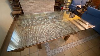 Mesa rústica de trillo - madera y cristal