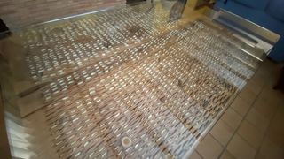 Mesa rústica de trillo - madera y cristal
