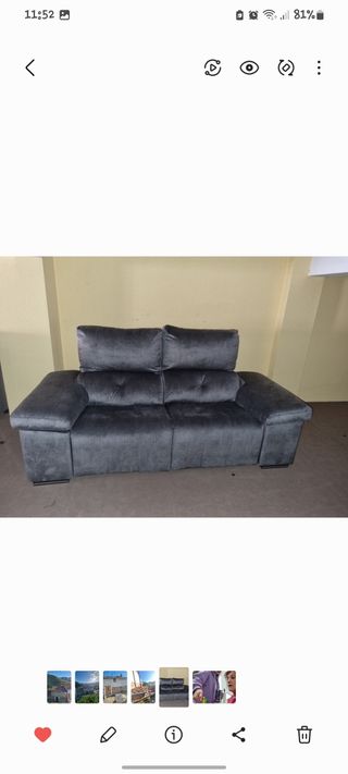 Sofá 3 plazas - Gris - Terciopelo