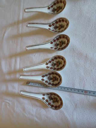 6 Colheres Porcelana China - Antiga