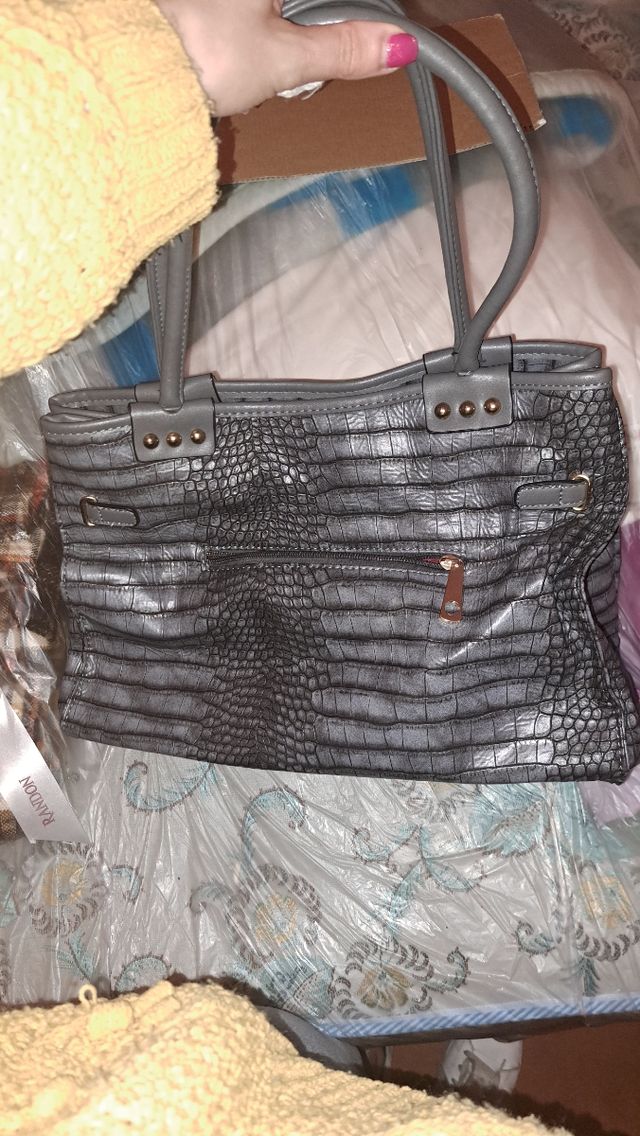 Borsa a mano grigia - Pelle