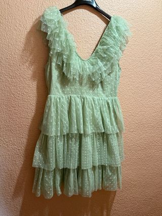 Vestido fiesta verde lunares