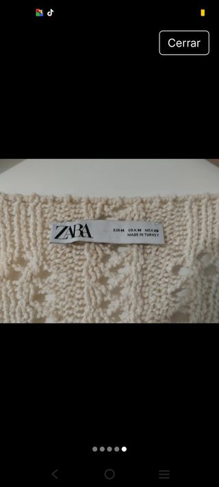 Jersey Zara beige calado talla M