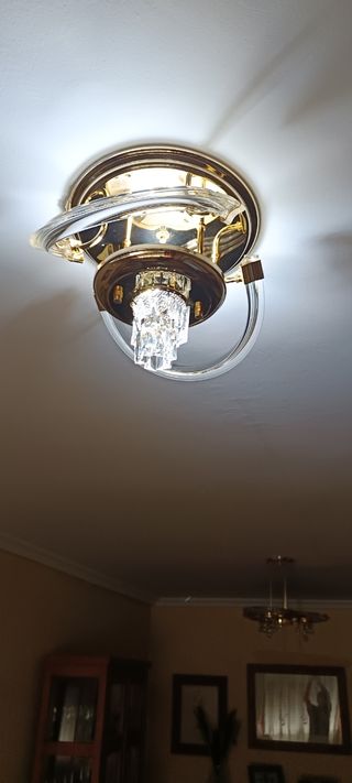 Lámpara techo cristal dorada
