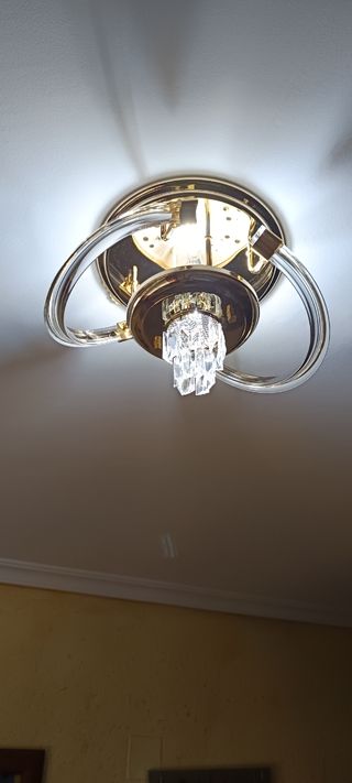 Lámpara techo cristal dorada