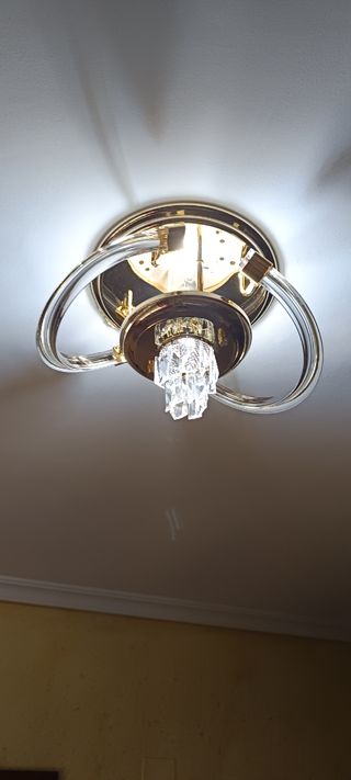 Lámpara techo cristal dorada