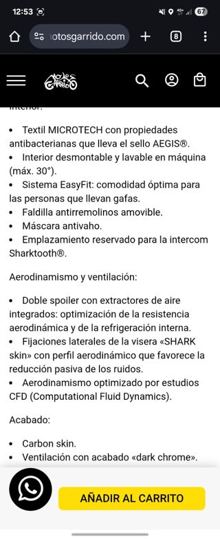 Casco moto Shark fibra carbono