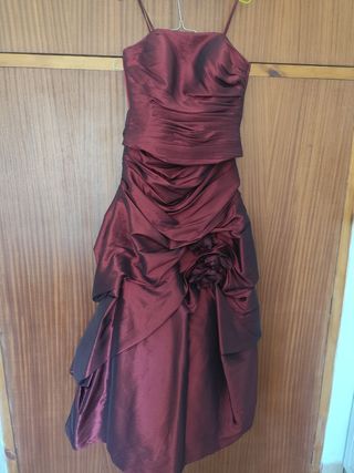 Vestido fiesta granate 2 piezas 