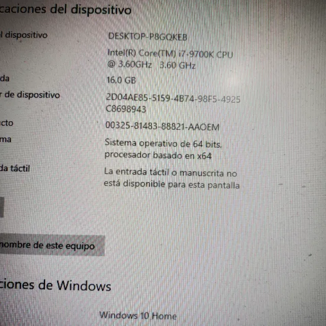 PC I7 9700K, 16GB, RTX 3060 12GB