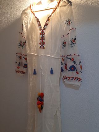 Vestido Blanco Bordado Mexicano