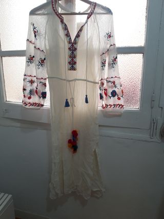 Vestido Blanco Bordado Mexicano