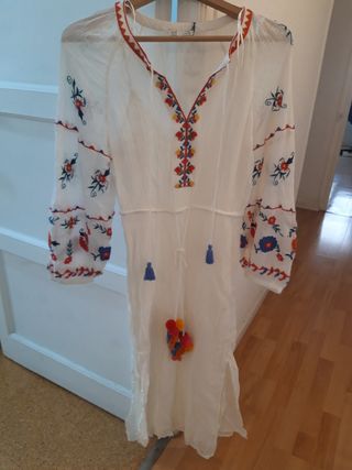 Vestido Blanco Bordado Mexicano