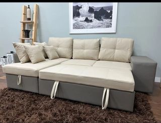 Sofá chaise longue cama beige Claire