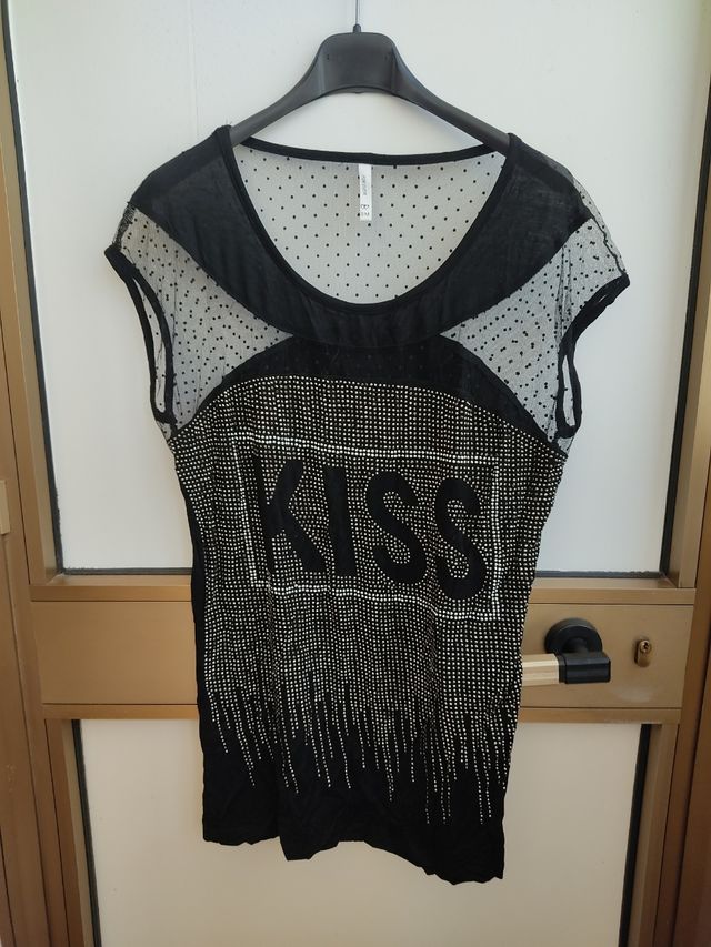 Top nero Forever Tg.S/M paillettes